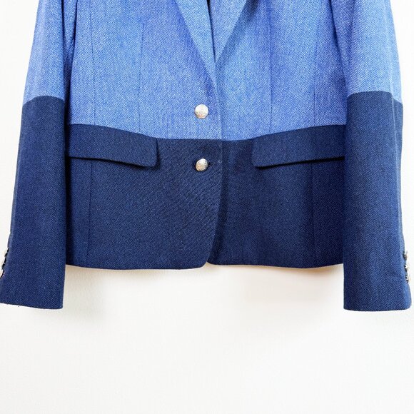 Banana Republic Hack Jacket Blue and Navy Women's Wool Blend Blazer Size 14 - Picture 4 of 11